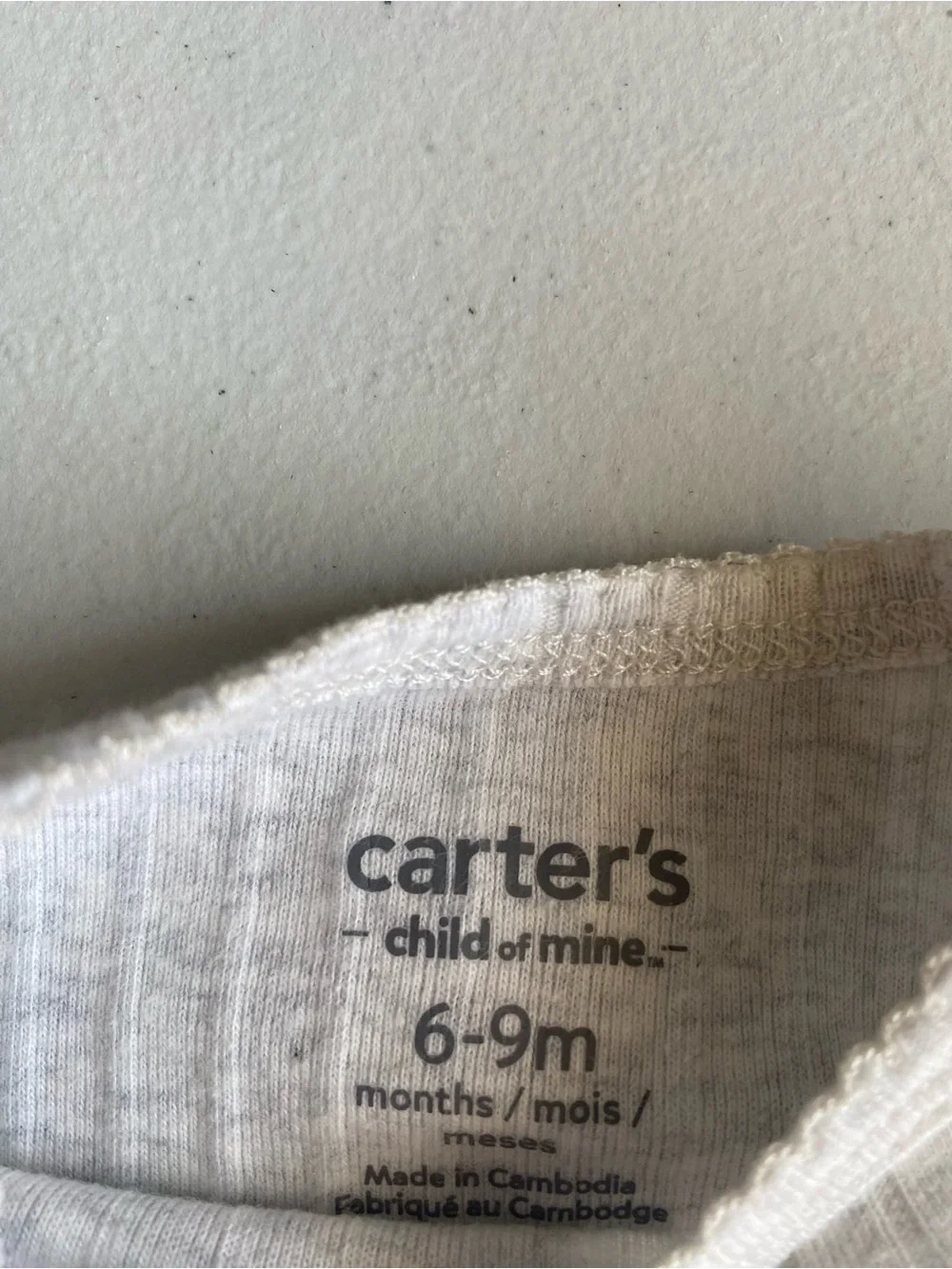 Carter's Oatmeal / Light Oatmeal Ribbed Long-Sleeve Baby Bodysuit Onesie 6-9M
